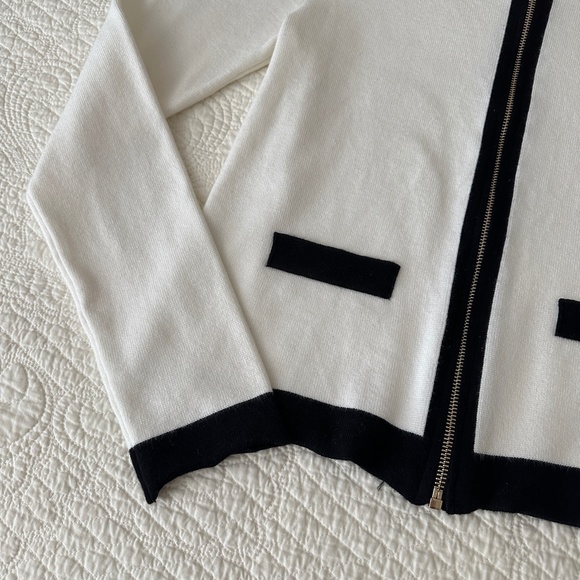 Primark Black White Tipped Full Zip Cardigan XS - Picture 2 of 7